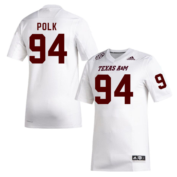 Men #94 Cody Polk Texas A&M Aggies College Football Jerseys Stitched Sale-White - Click Image to Close